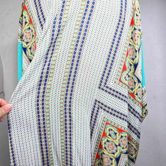 Democracy Aqua Blue Medallion Kimono Open Front Cardigan - Picture 5 of 9